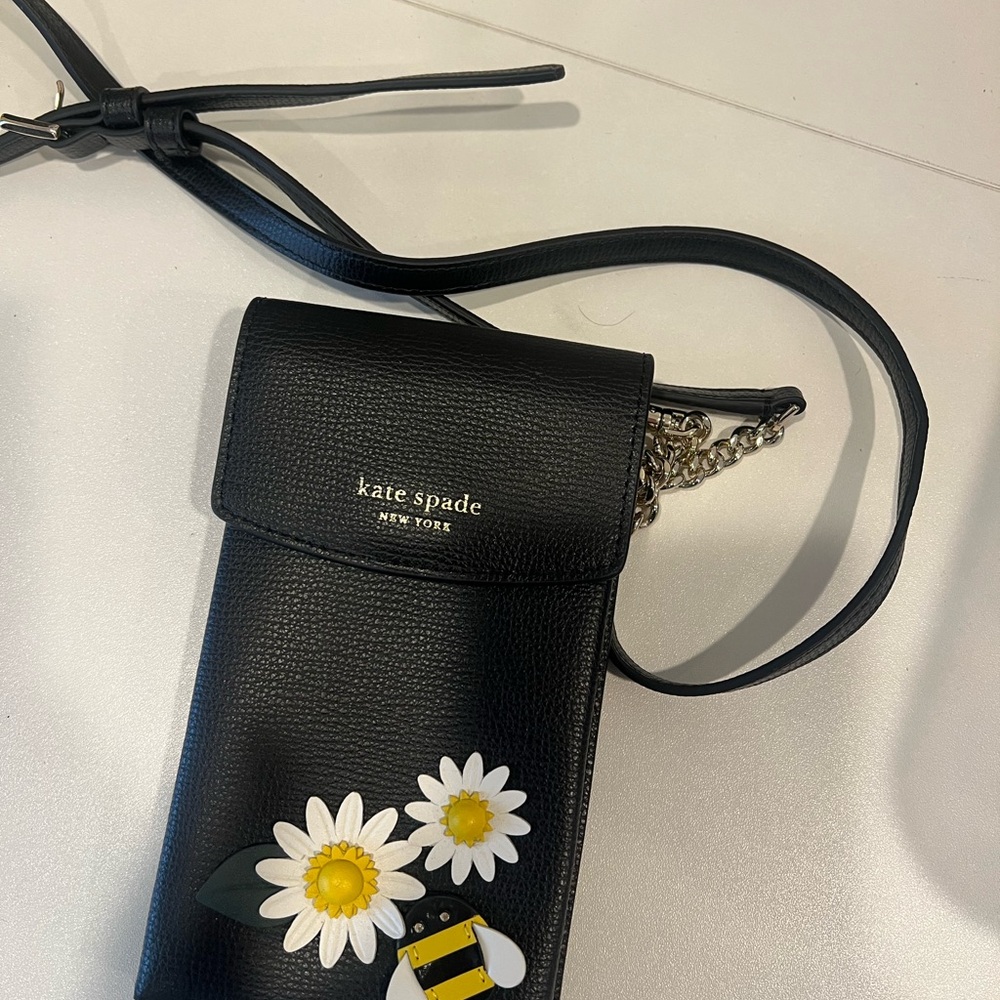 Kate Spade Black Crossbody Bag with Floral Design